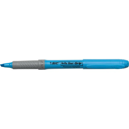 Bic Brite Liner Grip Highlighter Chisel Blue Pack of 12