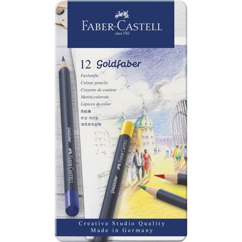Faber-Castell Goldfaber Colour Pencils, Assorted Tin of 12