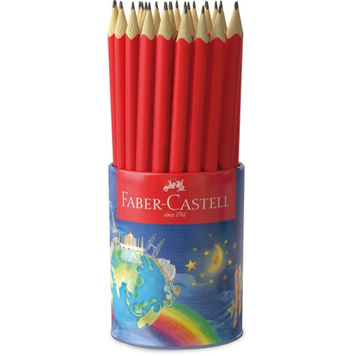 Faber-Castell Junior Triangular Graphite Writing Pencils HB, Tin Cup of 50