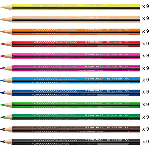 NORIS COLOUR TRIANGULAR COLOURED PENCILS ASSORTED CUP OF 108