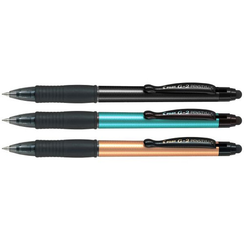 Pilot G2 Stylus Gel Rollerball Fine 0.7mm Assorted Colours Box of 3