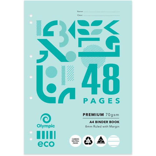 Olympic ECO Binder Book 70gsm B848 A4 48 Page 8mm with Margin (198875)