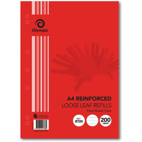 OLYMPIC REINFORCED REFILLS A4 297x210mm 200Leaf Ruled 7mm