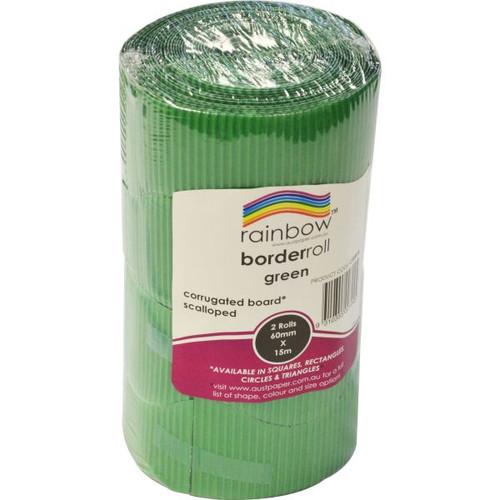 RAINBOW CORRUGATED BOARD - BORDER ROLL GREEN - 180GSM 60MMX15M (Pack of 2)