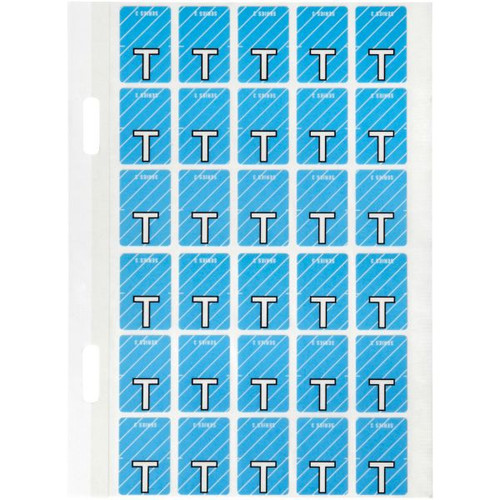 Avery Alphabet Coding Label T Side Tab 20x30mm Blue Pack of 150