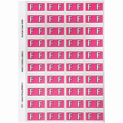 AVERY ALPHABET CODING LABEL F SIDE TAB 25X42MM PINK Pack of 240