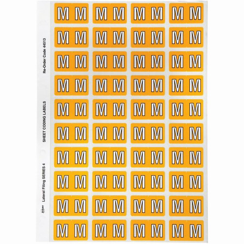 Avery Alphabet Coding Label M Side Tab 25x42mm Yellow Pack of 240