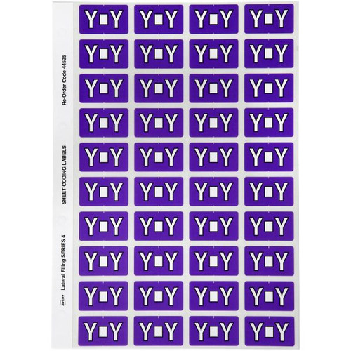 Avery Alphabet Coding Label Y Side Tab 25x42mm Purple Pack of 240