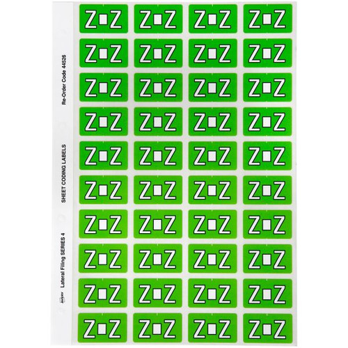 Avery Alphabet Coding Label Z Side Tab 25x42mm L Green Pack of 240