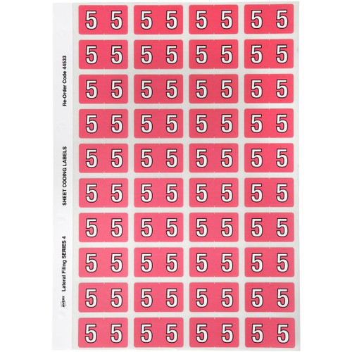 AVERY NUMERIC CODING LABEL 5 Side Tab 25x42mm Pink 44533 (240 Labels)