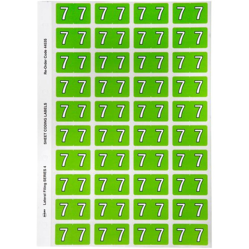 AVERY NUMERIC CODING LABEL 7 Side Tab 25x42mm Light Green 44535 (240 Labels)