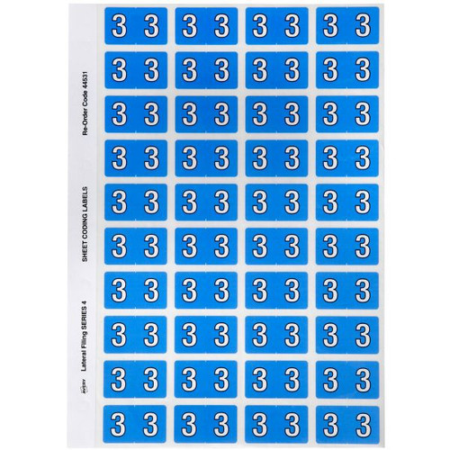 Avery Numeric Coding Label 3 Side Tab 25x42mm Blue Pack of 240