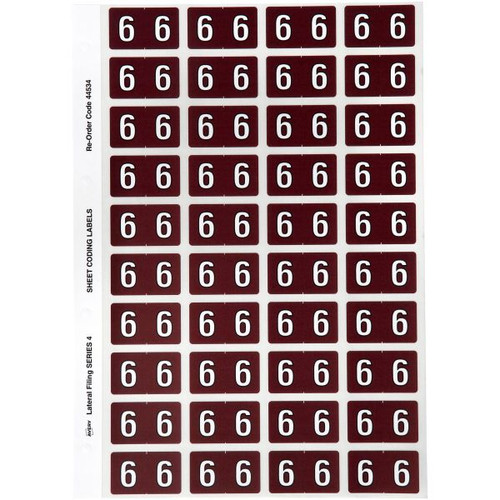 Avery Numeric Coding Label 6 Side Tab 25x42mm Brown Pack of 240