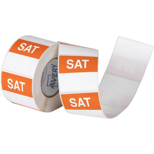 SATURDAY SQUARE LABELS ORANGE 40MM 500/ROLL