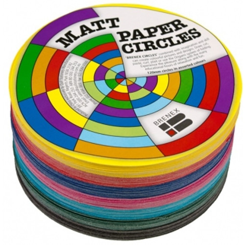 Brenex Matte Circles 180mm Diameter Double Sided Assorted, Pack of 500 Sheets (80145)