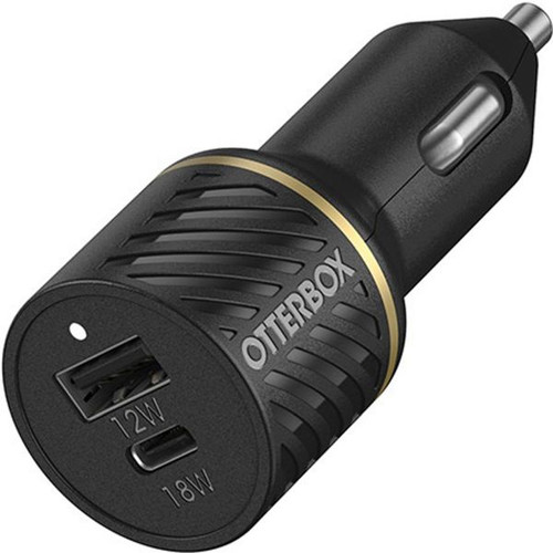 Otterbox USB-C and USB-A Fast Charge Dual Port Car Charger 30W Black Shimmer