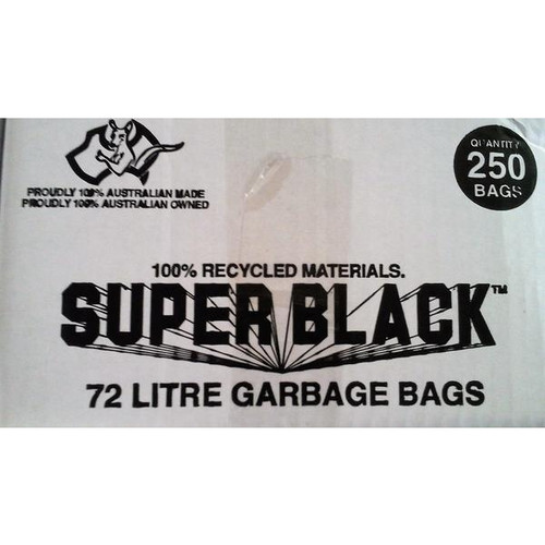 SUPER BLACK 72L HEAVY DUTY GARBAGE BAG CTN250 *** Super Black Brand Black Print do not sub ***