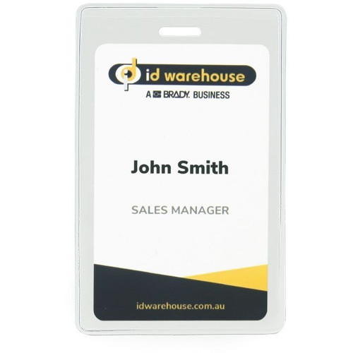 10 x Strong Vinyl Badge Card Holder Heavy Duty Portrait 70mm (W) x 110mm (H) (Pack of 10)