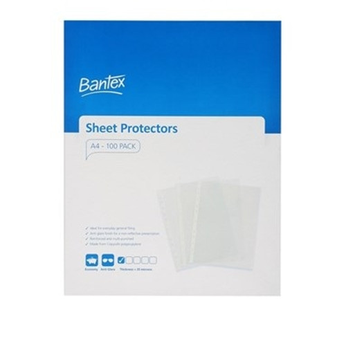 Bantex Economy Sheet Protectors PP A4 35 Micron - Clear, Pack of 100 (2034-88)