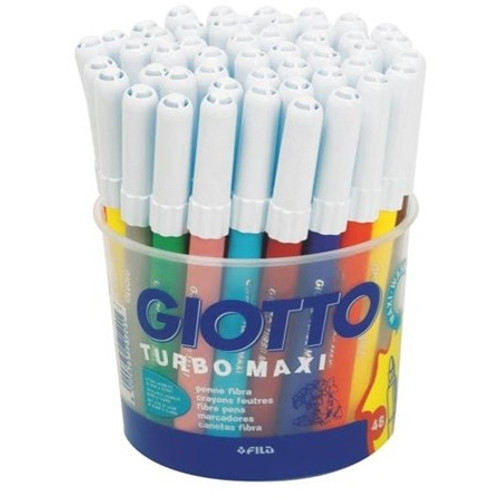 GIOTTO TURBO MAXI COLOUR MARKERS ASSORTED TUB 48