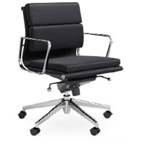 Milano Executive Office Chair Mid Back, Black PU, Chromed Frame & Arms