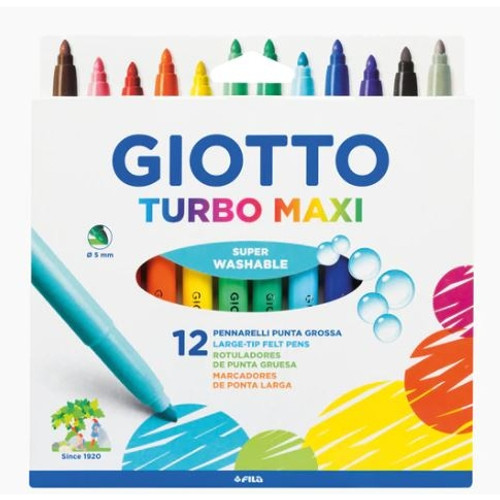 Giotto Turbo Maxi Markers Assorted Colours Box of 12