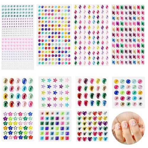 Self-Adhesive Rhinestones 1782 Pcs Rhinestones Self-Adhesive Acrylic Colorful Self-Adhesive Gemstones Assorted Shapes *** ETA approx 4 weeks from time of order ***