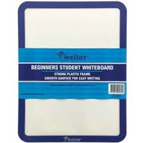 Writer Everyday Student Whiteboard Double Sided 360x280mm 1 Side Magnetic 1 Side Whiteboard Only with Blue plastic frame, 1 x Black Marker & Holder, Blue Dog Bone Eraser