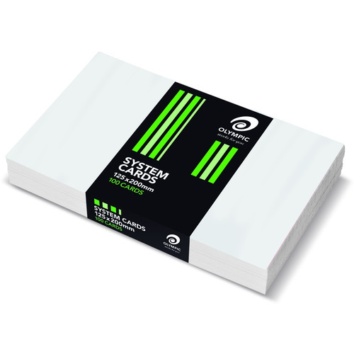 Olympic System Card Plain 8" x 5" (125 x 200mm) White, Pack of 100 (141461)