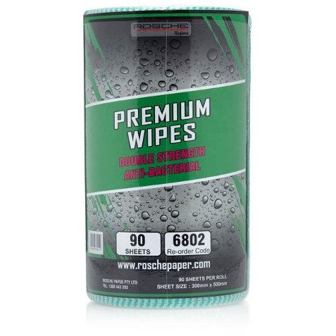 Rosche Green Premium Wipes 90 Sheets per Roll 300mm x 500mm Heavy Duty