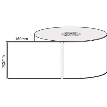 12 x White Direct Thermal 100x150mm, 400 Labels per Roll on 25mm Core (12 Rolls)