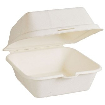 Clamshell Burger Box Natural Fibre White 165mm x 165mm x 89mm Box of 500