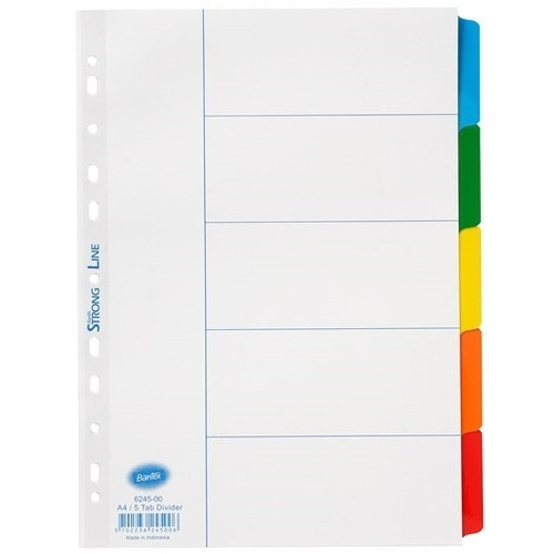 Bantex Indicies Coloured 5 Tab Mylar Dividers (6245)