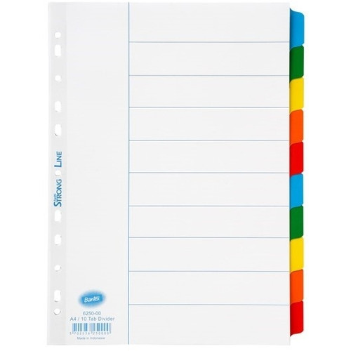 Bantex Dividers A4 10 Tab Coloured Mylar (6250)