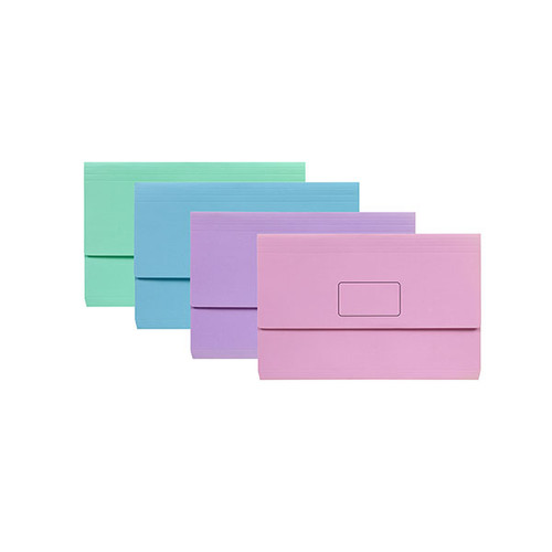 Marbig Slimpick Foolscap Document Wallet Pastels Assorted Pack of 10
