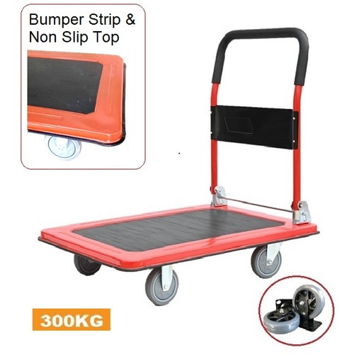 RED METAL TROLLEY 900mm(L) x 600mm(W), Load Capacity 300kg