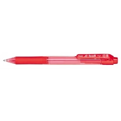 Pentel BK130 .e-ball Ballpoint Pen Retractable 1.0mm Broad Nib Red, Box of 12