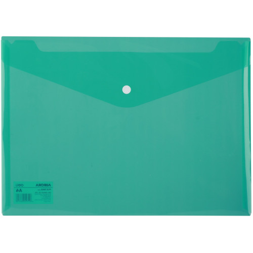 Deli Document Wallet Plastic A4 Button Closure Green