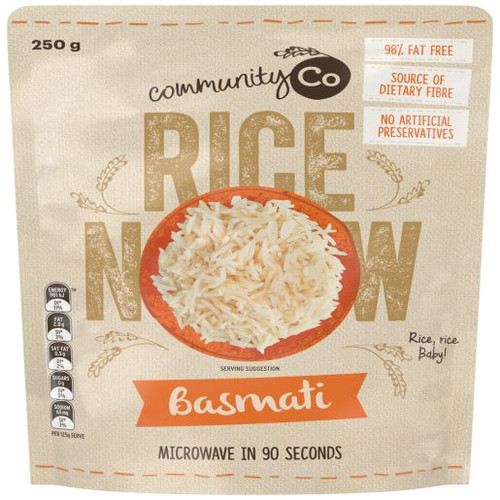 COMMUNITY CO BASMATI MICROWAVEABLE RICE 250GM