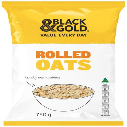 BLACK & GOLD ROLLED OATS 750GM