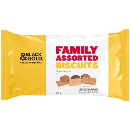 BLACK & GOLD FAMILY ASSORTED BISCUITS 500GM