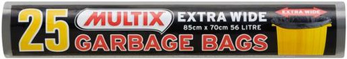 MULTIX GARBAGE BAGS EXTRA WIDE ROLL 85CM X 7CM 56 LITRE 25S