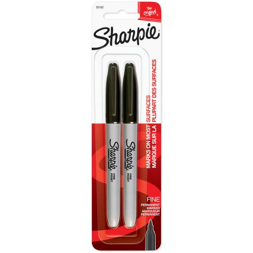 SHARPIE FINE TIP 1MM BLACK 2PK