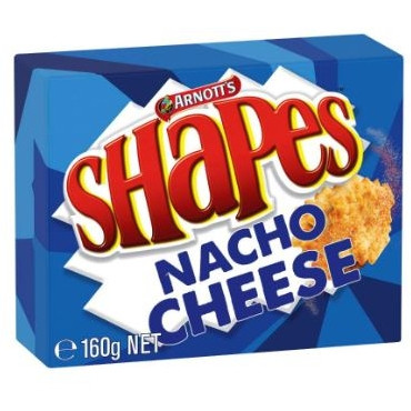 ARNOTTS SHAPES SNACKS NACHO CHEESE 160GM