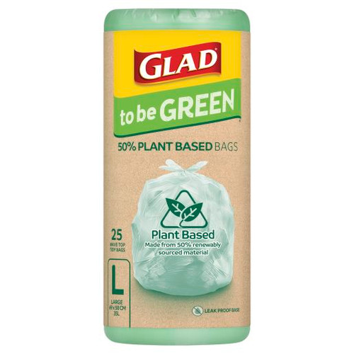 GLAD 50% PLANT BASED 50% BIO WAVE TOP KITCHEN TIDY BAGS 25S