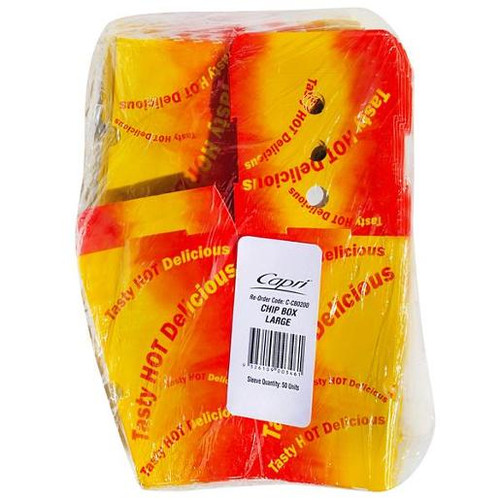 Capri Chip Box Tasty Hot Delicious Print Large, Box of 50