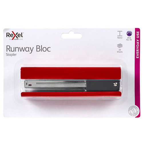 REXEL STAPLER F/STRIP RUNWAY RED