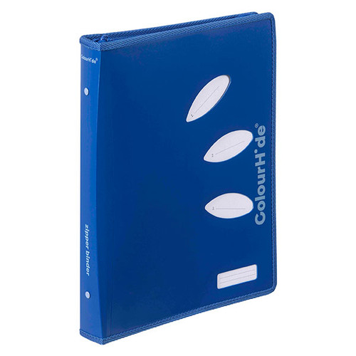 COLOURHIDE RING BINDER ZIPPER CLASSIC BLUE