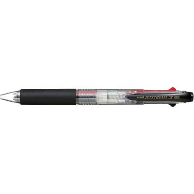 UNI JETSTREAM ROLLERBALL PEN 3 MULTI COLOUR 1.0MM TRANSPARENT BARREL