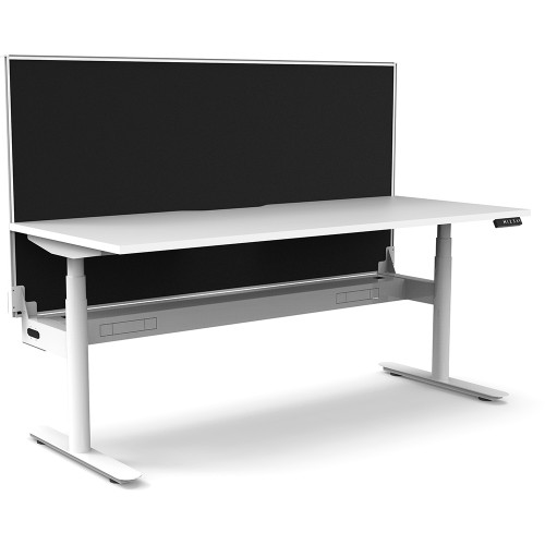 Rapidline Halo+ Single Sided Workstation + Screen + Cable Tray 1200mmW White/White